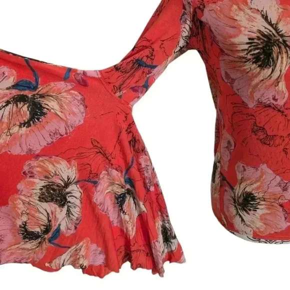 Free People We The Free Birds Of Paradise Printed Top Orange Women's size Medium - Picture 8 of 13
